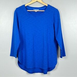 Tommy Bahama 100% cotton slub knit 3/4 sleeve round hem top, medium.